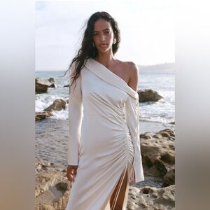 Shona Joy Cream Satin Dress